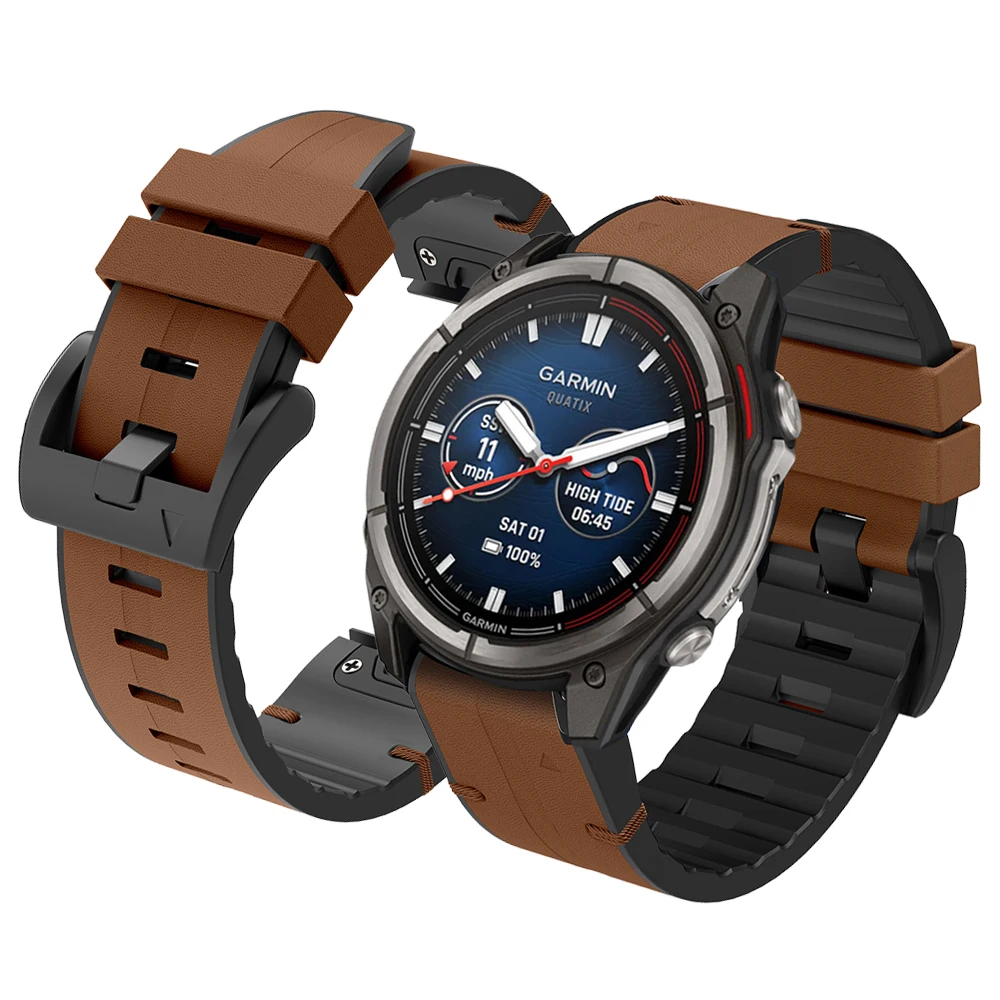 Enhanced Leather Silicone QuickFit Watch Band Strap (26mm/22mm)
