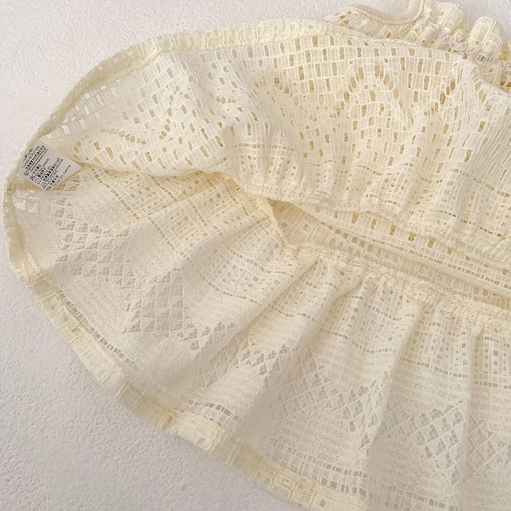 Girls Summer Lace Ruffled Princess Dress