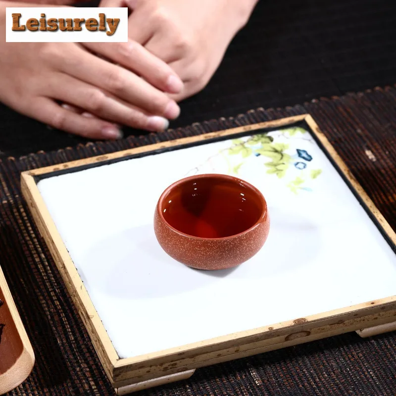 2 Pcs/set Authentic Yixing Purple Clay Teacup Handmade Smelling Tea Bowl Pu'er Master Cup Dragon Blood Sand Zisha Tea Set 60ml