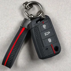 Premium Keychain Protector and Car Key Case Cover Bag (With Keychain Red )