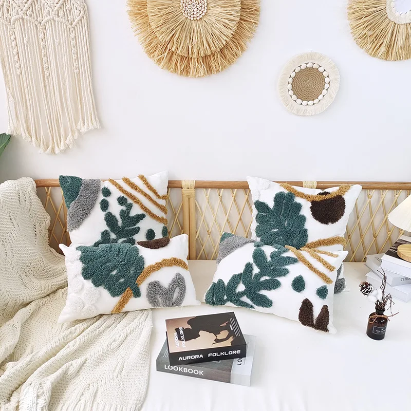 

Wholesale boho pillow covers Moroccan Leafy tufted throw pillow