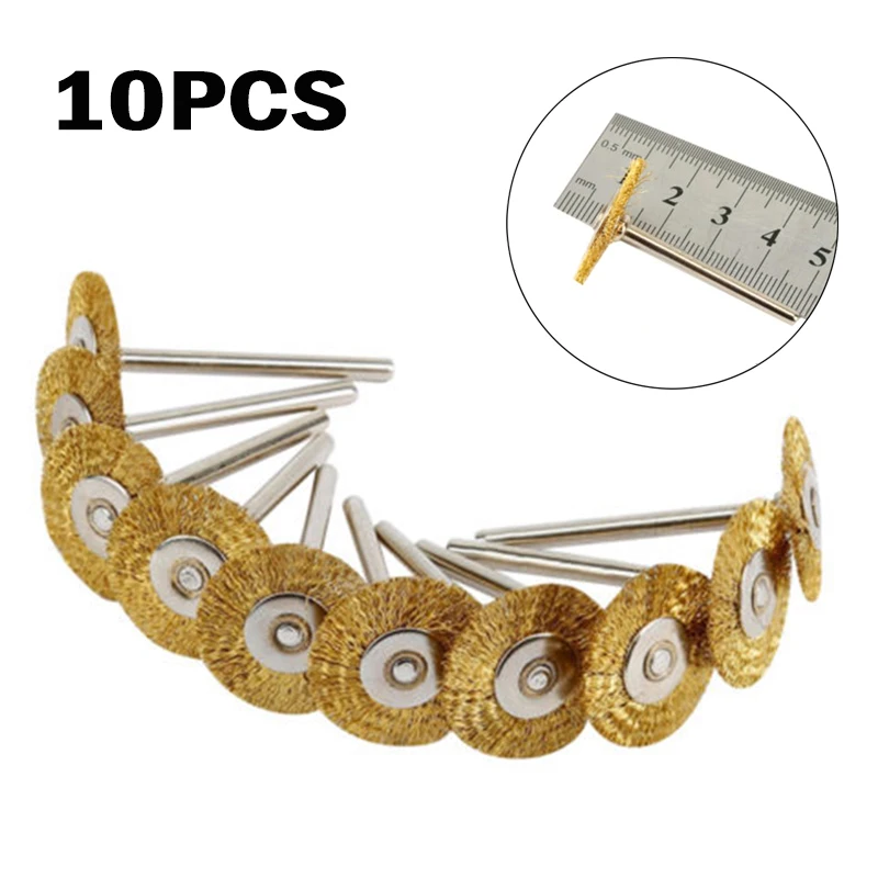 

10pcs Copper Wire Brush 40mm Length Diameter 22mm For Cleaning Deburring Steel Aluminum Silver Pewter Brushes Polishing Tool