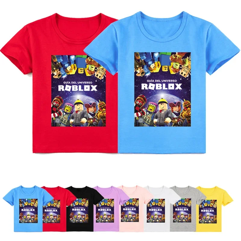 

Новая детская одежда ROBLOX, модные трендовые Весенние футболки с коротким рукавом и персонализированным принтом для детей среднего и крупного возраста