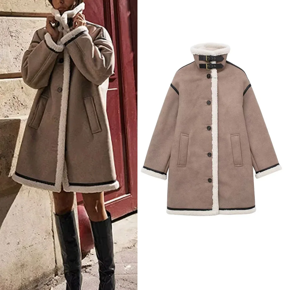 

Autumn new style lapel loose-breasted mid-length coat for women