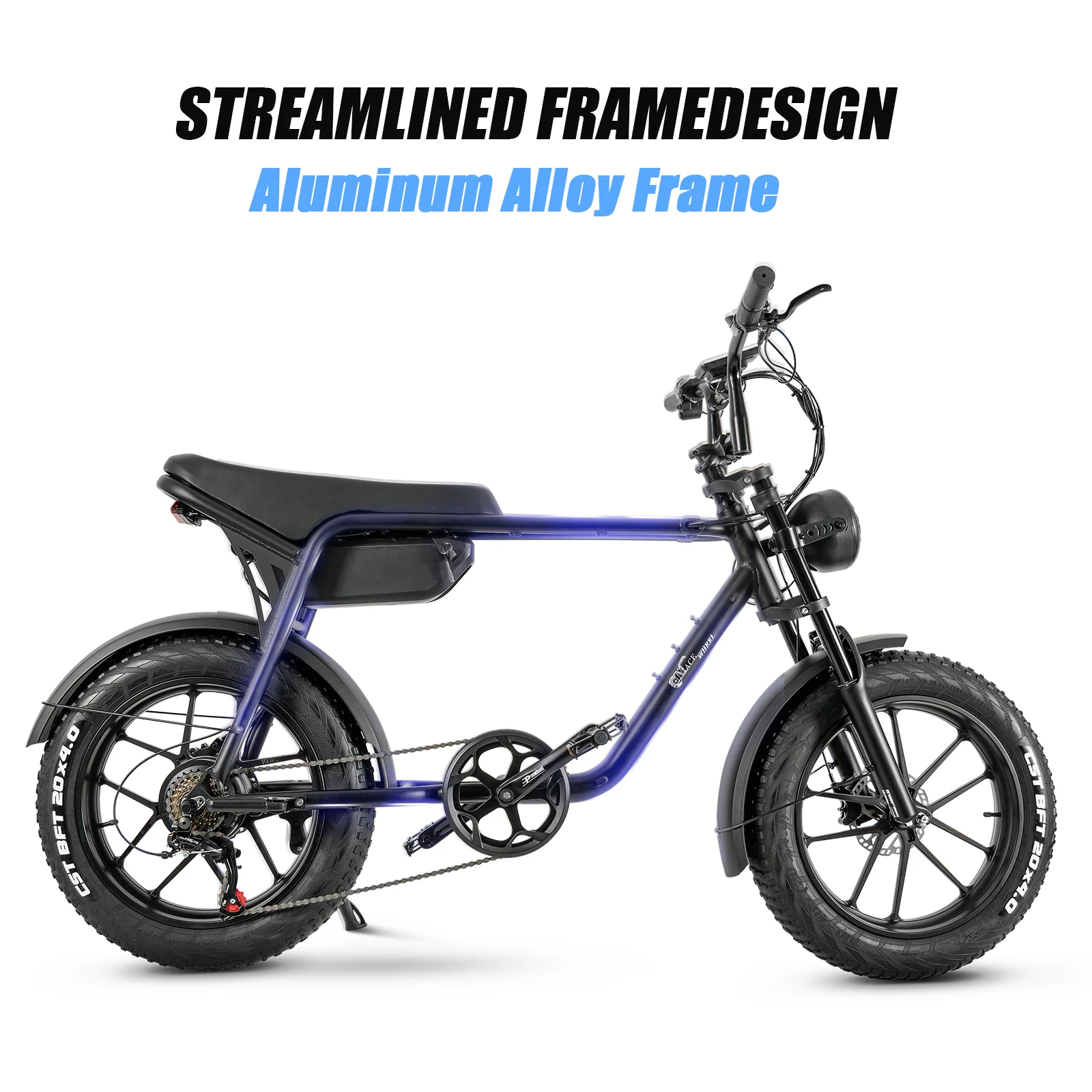 Fatbike 20 Inch Vuxna Elcykel 500W 48V 17AH Med Hydraulisk Broms