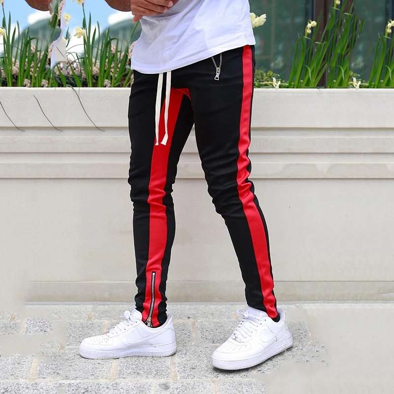 Mens Joggers Casual Pants Fitness Sweatpants Sports Track Pants Mens Zipper Drawstring Black Gyms Trousers Casual Sweatpants Men Casual Pants