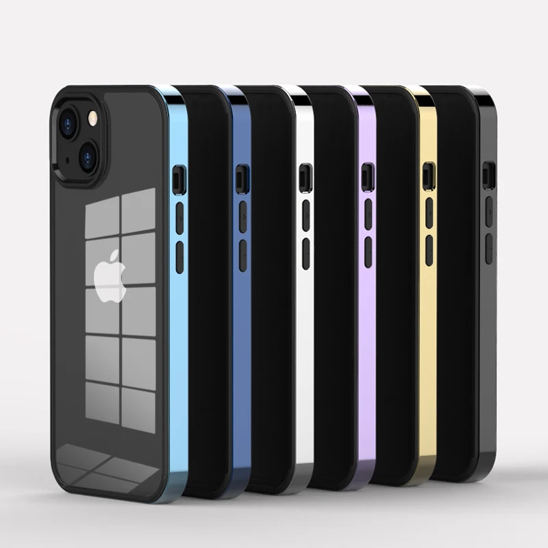 

Прозрачный чехол для iPhone 13 Pro MAX, гальванический чехол 3 в 1, мягкий ударопрочный чехол с 13 краями для iPhone 13 Mini