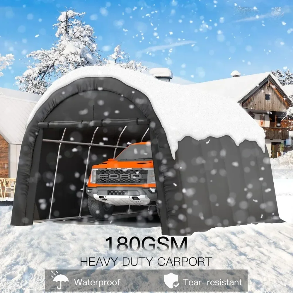 12 x 20 FT Heavy Duty, Portable Garage with All-Steel Metal Frame and Round Style Roof