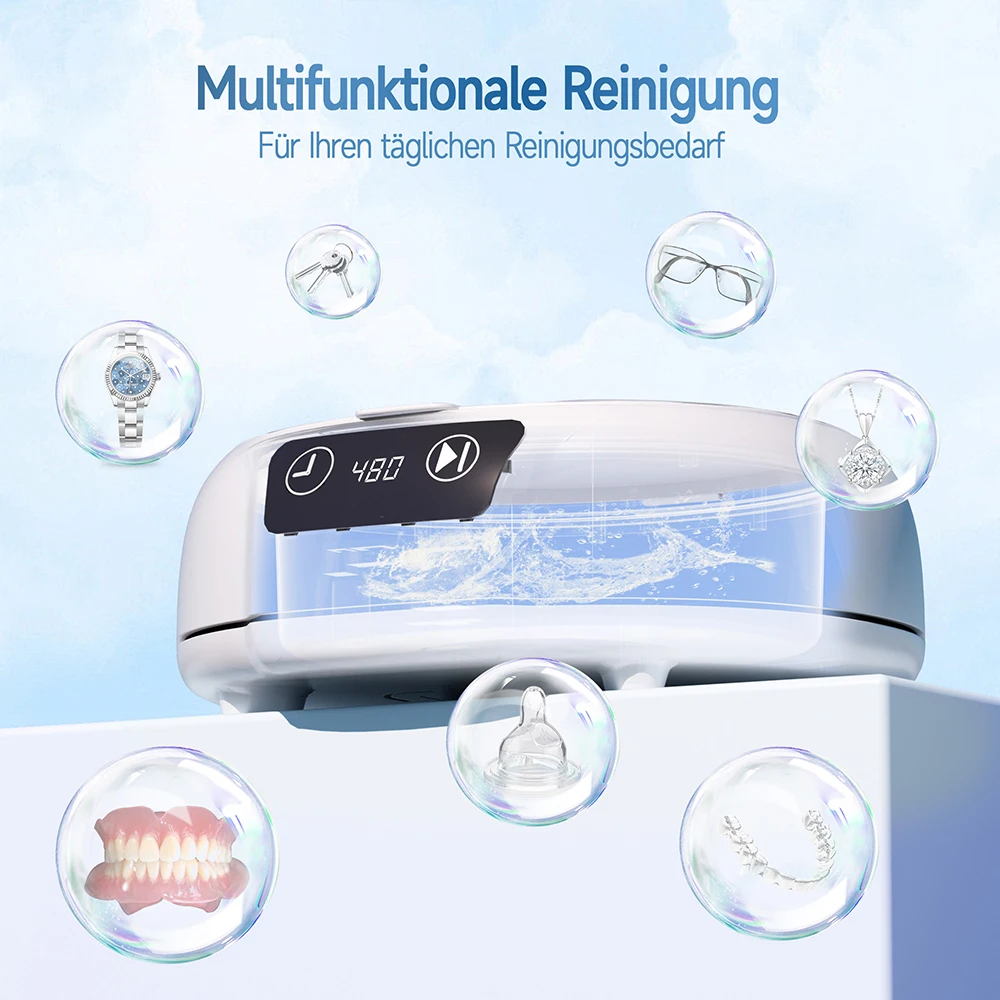 New Sonic Jewelry Cleaner Professional Ultrasonic Cleaner 48KHZ Pulsating Cleaning Kit for Retainer Jewelry Ring Silver Dentures 2