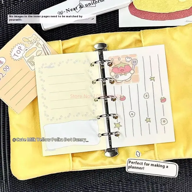 Cute M5 Handbook Book Cover Grey Cat Wave Dot Rabbit Cover High Beauty Simple Loose Leaf Notebook Only Shell - 6