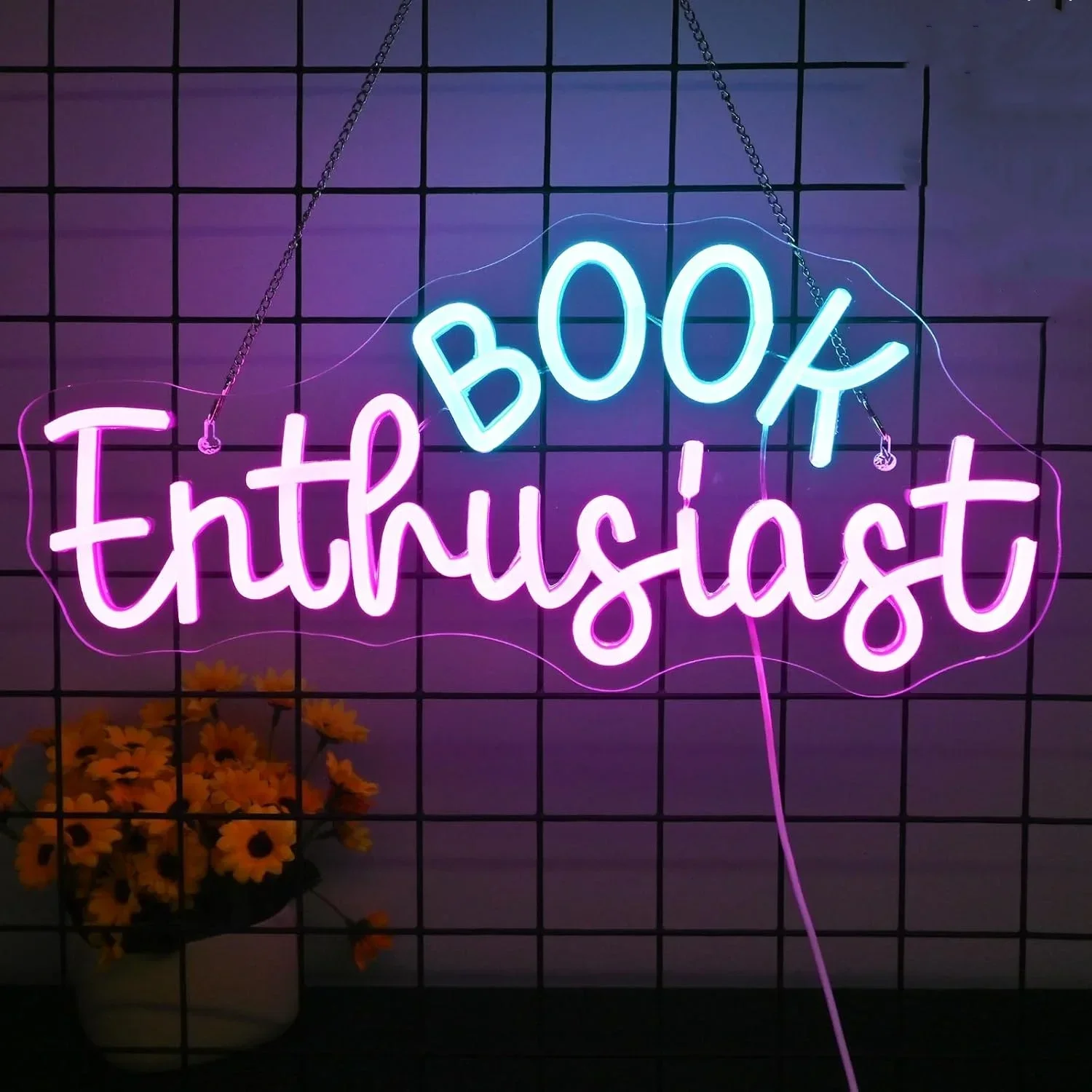 Book Enthusiast Neon Sign Wall Decor,Neon Light Bedroom Wall Decor Suitable Indoor Light for Classroom Book Store Library Decor
