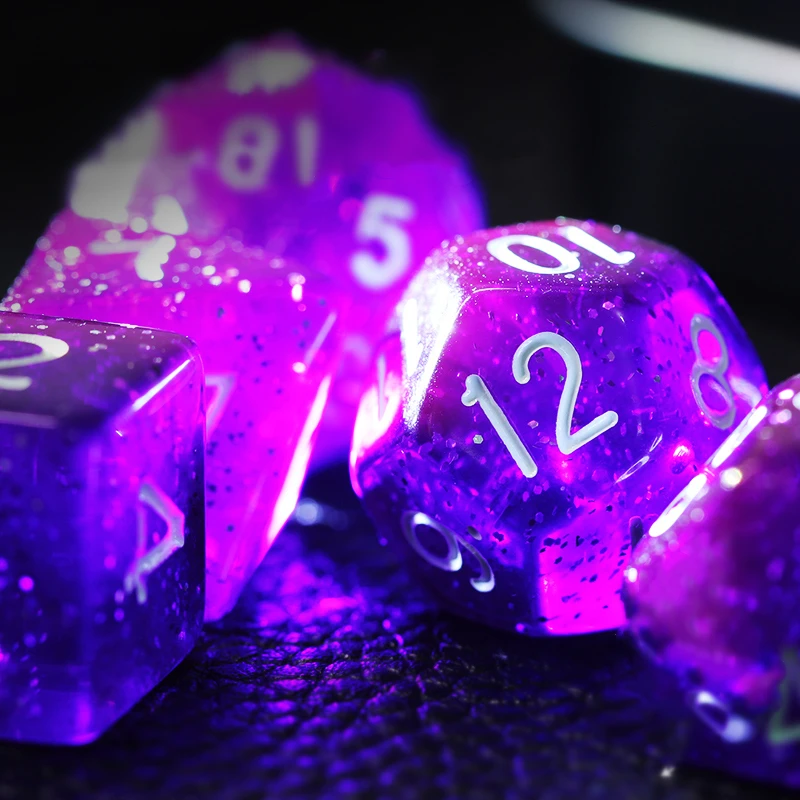 7Pcs/Set Purple and Red Starry Sky Dice D&D COC Dice D4 D6 D8 D10 D% D12 D20 Table Games DND RPG Set