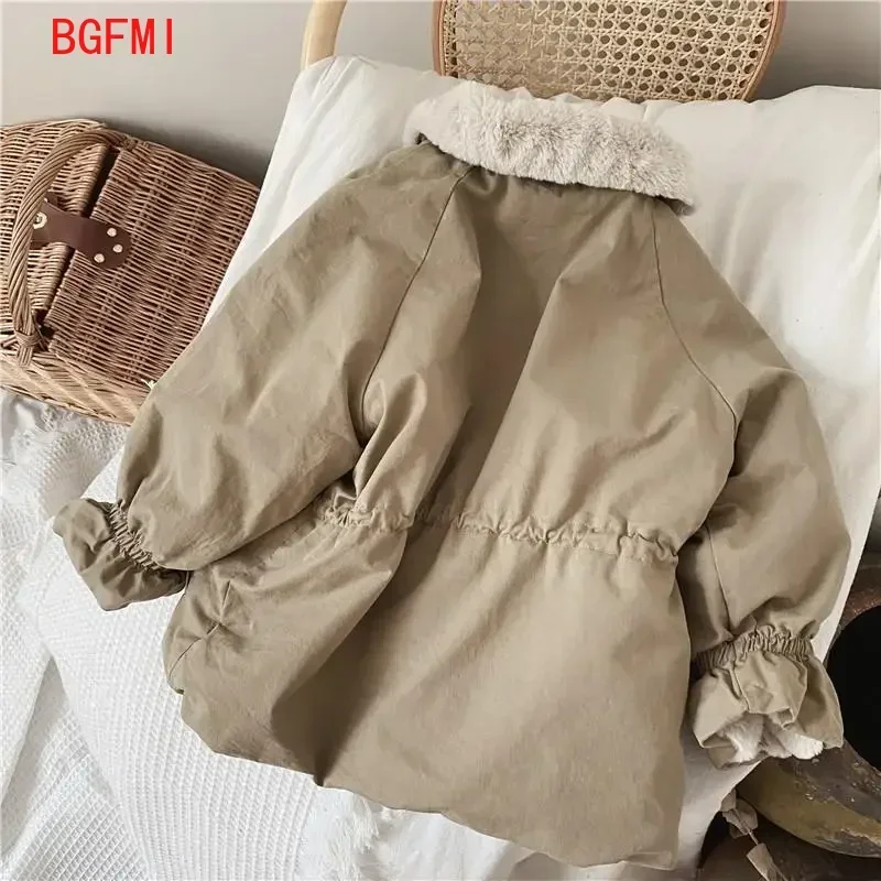 Baby Boys Girls Khaki Lamb Wool Blend Parkas Coat Autumn Winter Coats Fur Jackets Children Snowsuit