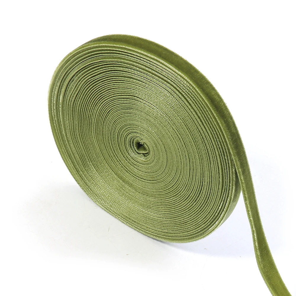 5–10 Yards olivgrüne Samtbänder 6/10/15/20/25/32/38 mm Beflockung Gurtband für DIY Weihnachtsfeier Geschenk Blumenstrauß Verpackung Dekor – Detail 9