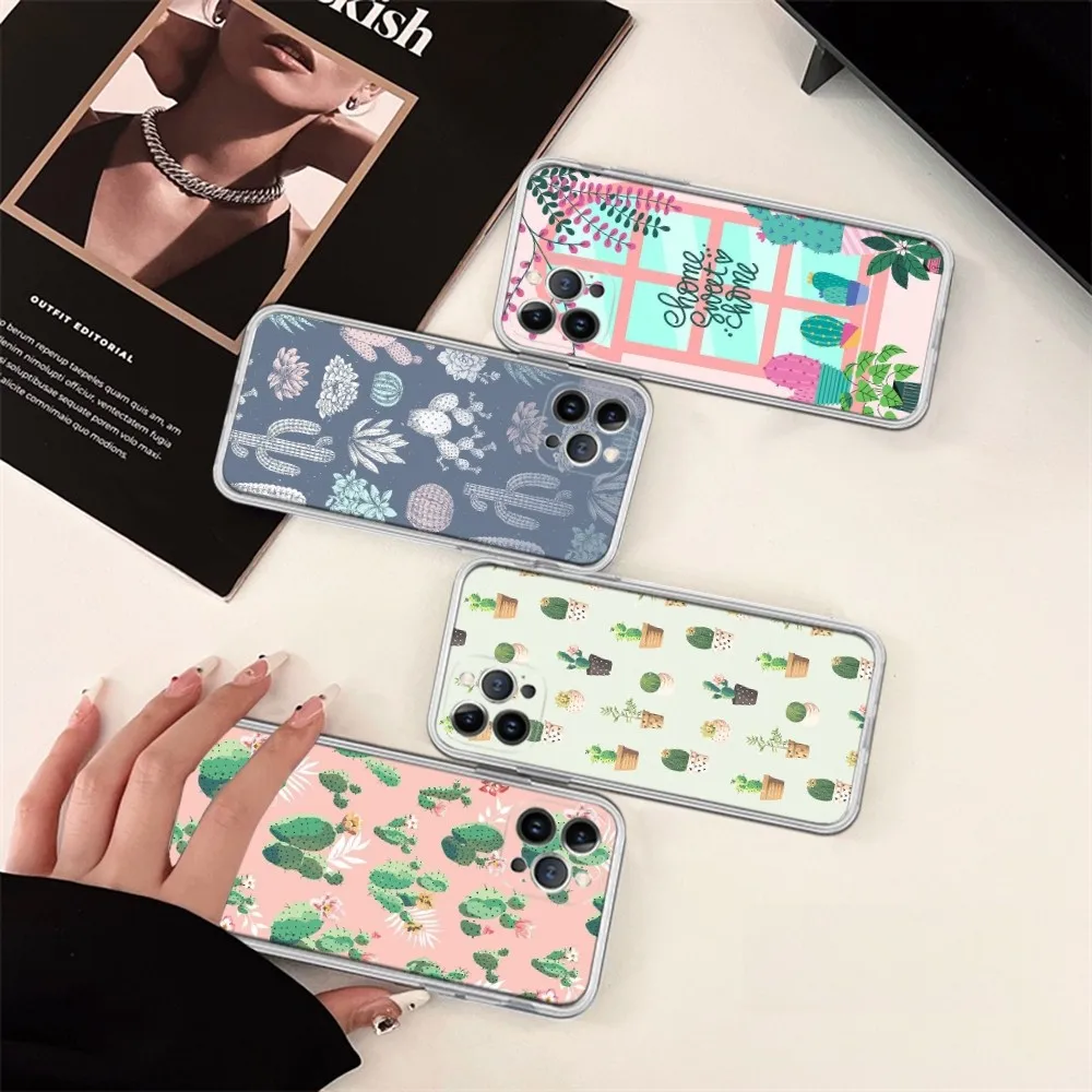 

Cactus Flower Plant Phone Case Silicone Soft for iphone 15 14 13 12 11 Pro Mini XS MAX 8 7 6 Plus X XS XR Cover