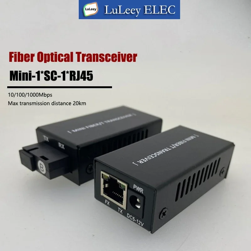 1pair BIDI mini Gigabit SC Fiber Media 1 Port Converter Rj45 Optic Transceiver 20km 10/100/1000M A/B Fiber Optic Transceiver SM 4ch rca to media converter audio to fiber optic extenders converter audio transceiver for broadcast system