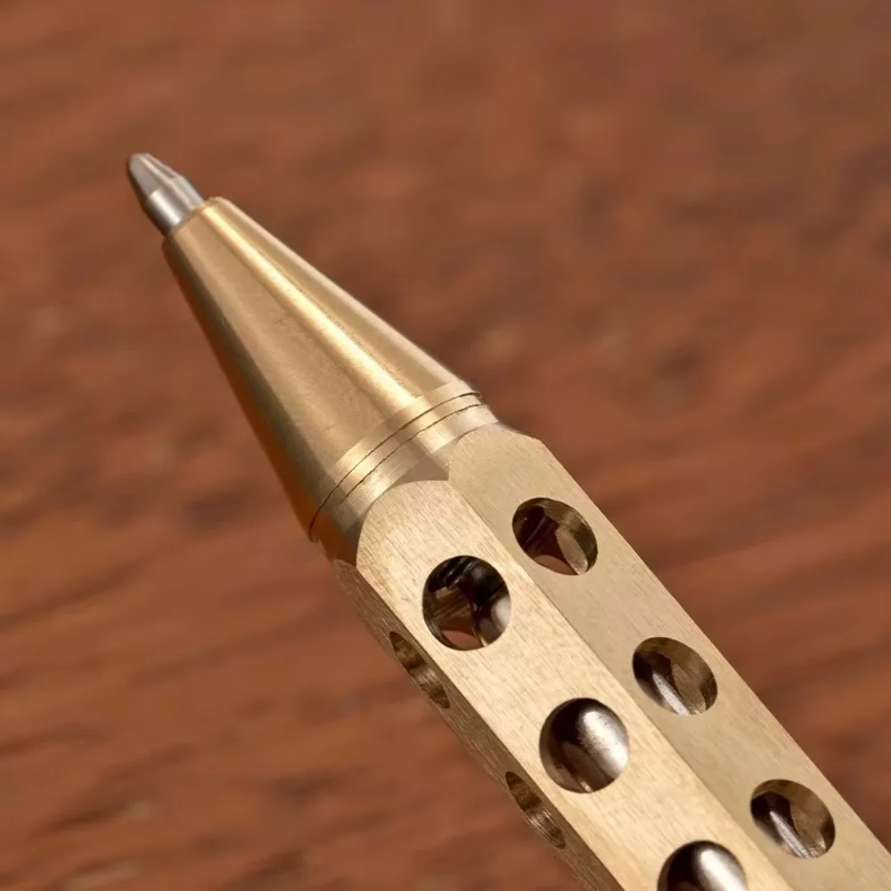 Tragbarer Messingstift, mittlere Spitze, 1,0 mm Bolzen, Action-Signaturstift, Retro-Kugelschreiber mit glattem Schreiben – Detail 2
