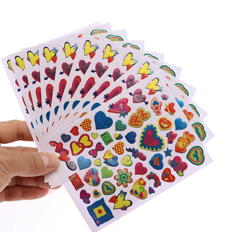 10 Sheets Heart Stickers Love Decorative Sticker Kids Envelopes Cards Craft  Scrapbooking Party Favors Prize Class Rewards - AliExpress