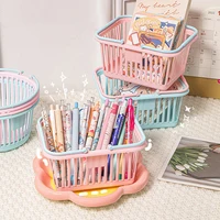 New Plastic Basket Organizer Portable Shopping Storage Box Desktop Sundries Toy Fruit Stationery Organizer Home Storage Baskets 2