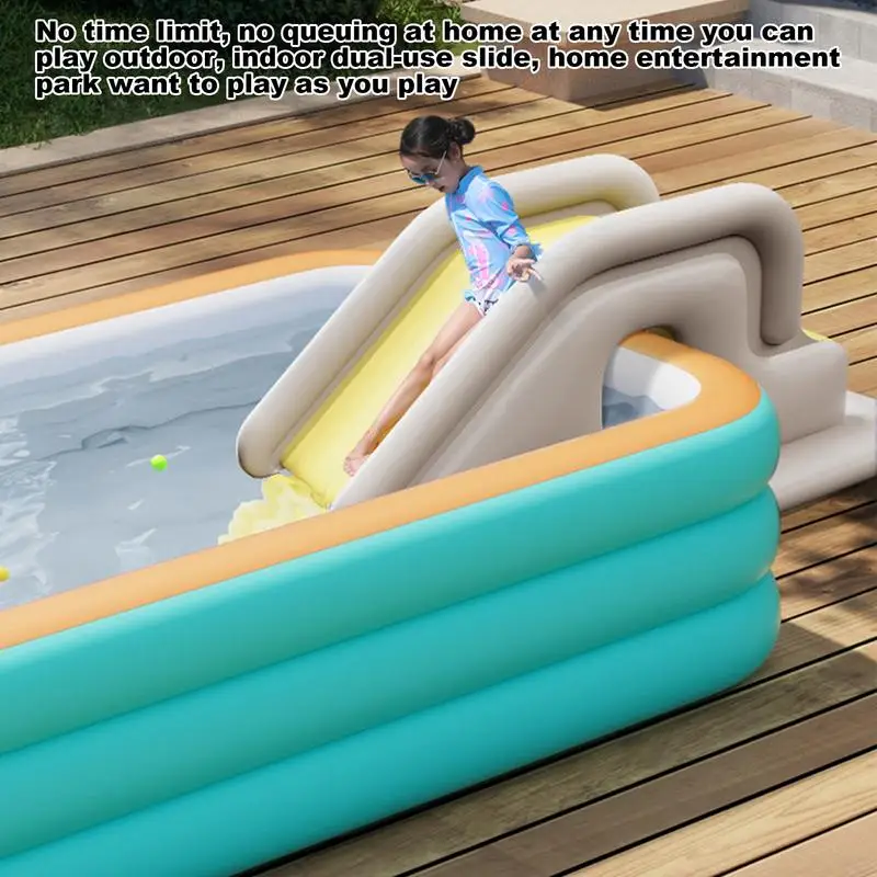 Kids Inflatable Slide Children Pool Inflatable Slide Widened With Foot Pump For Home Backyard Family Party