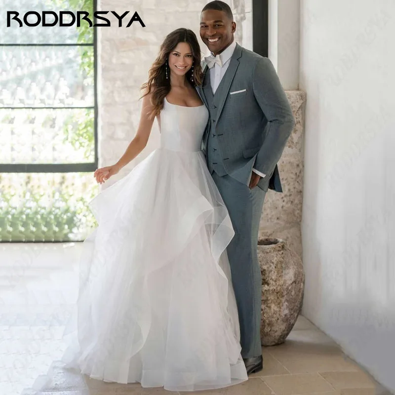 

RODDRSYA Civil Wedding Dresses Simple Tulle Svatební šaty Elegant Square Collar Spaghetti Straps Custom Made Bridal Party 2024