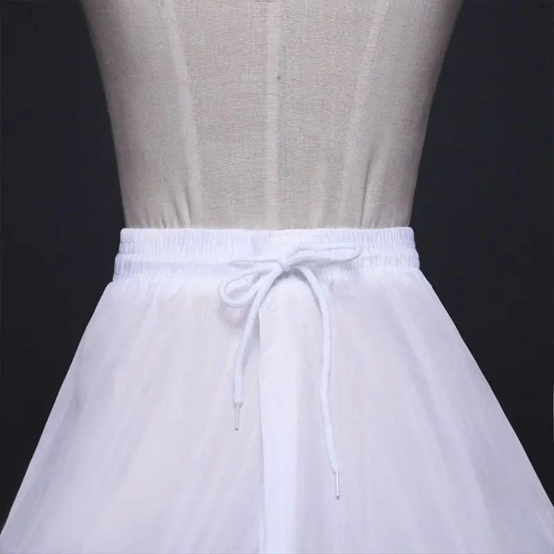 Femmes 3 Cerceaux A-ligne Jupon Taille Ajustable À Cordon De Mariage Robe De Mariée Crinoline Couche Unique de Bal Jupon Antidérapant