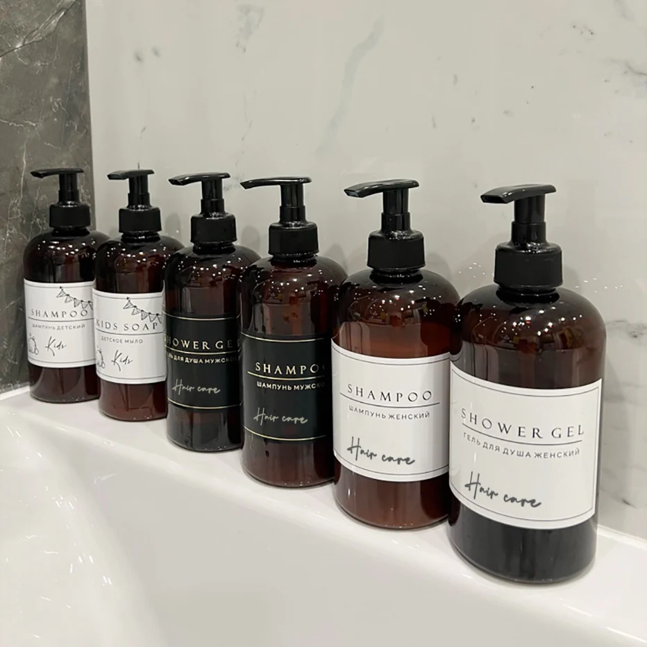 Soap Dispenser Shampoo Dispenser Soap Dispenser Bottle Bathroom Labels Sticker Set Russian French Labels for Soap Dispenser Bottle Decor Shampoo Body Wash Hand Dispenser Stickers Waterproof