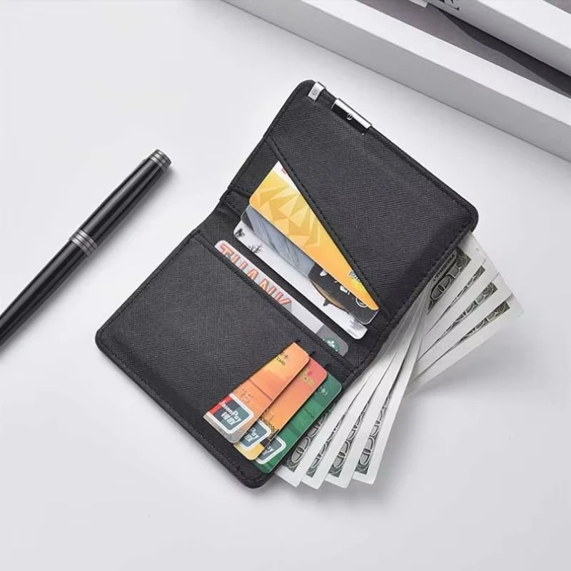 Sleek Geometric Black Faux Leather Wallet with Multiple Card Slots