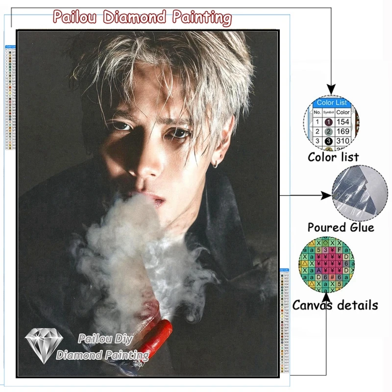 Jackson Wang Famous Singer Full Diamond Painting Wang Jiaer Rhinestone Photo Art Cross Stitch Embroidery Handcraft Room Decor