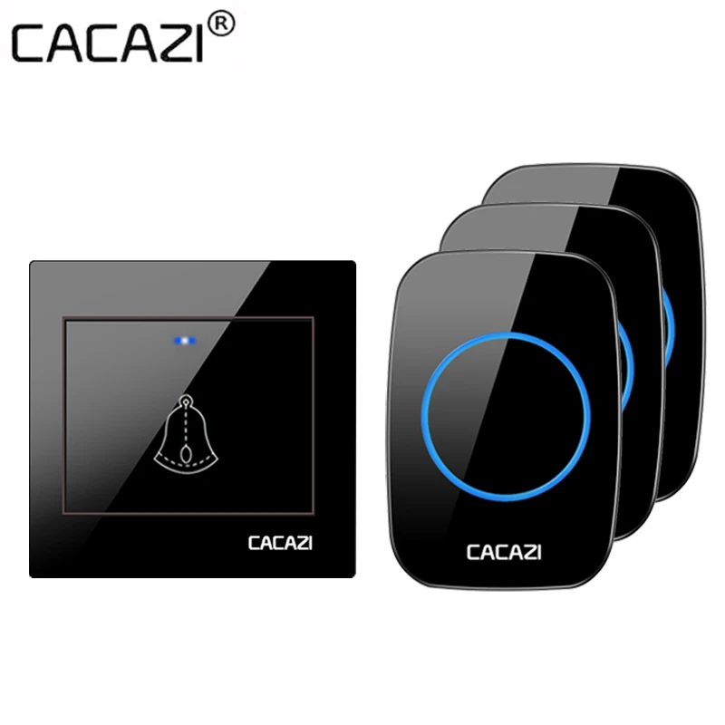 CACAZI 36 music 110DB 300M Wireless Doorbell Waterproof 100-240V Waterproof Remote Led Light Home 2 Button Door Bell