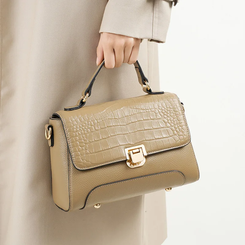 

2023 New Luxury Fashion Women Genuine Leather Handbags Atmospheric Hand Bill of Lading Shoulder Crossbody Bag