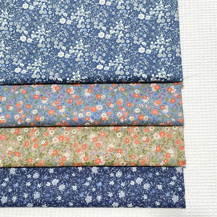 Luxurious Pure Cotton Twill Fabric with Floral Design - Perfect for Crafting Quilts and Baby Bedding