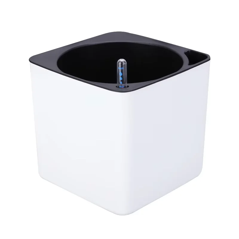 Modern Decorative Self-Watering White Planter with Water Level Indicator