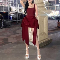 BKLD Fashion Red Bowknot Mini Dress Straps Square Collar Sleeveless Backless Vintage Cute Ladies Slim Party Short A-line Dresses - Image 6