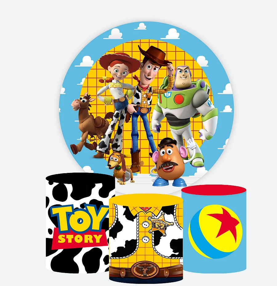 

Disney Toy Story Backdrop Kids Birthday Decoration Background Cowboy Woody Lightyear Vinyl Polyester Photography Decor Props