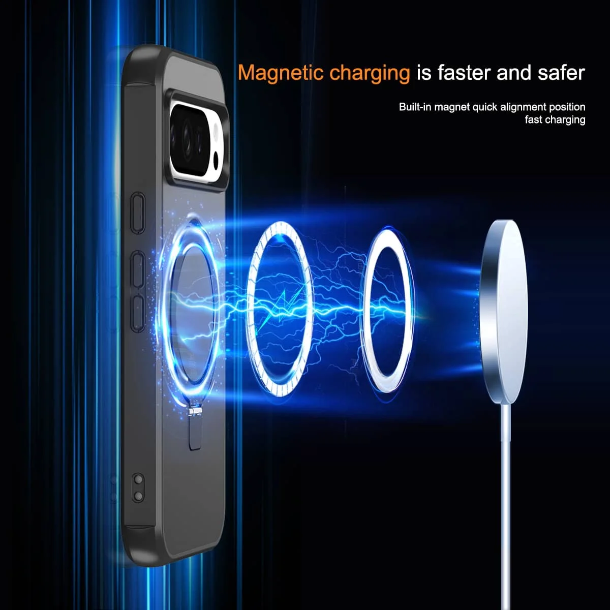 Heavy Duty Clear Magnetic Metal Stand Case with Magsafe-Compatible Drop Protection