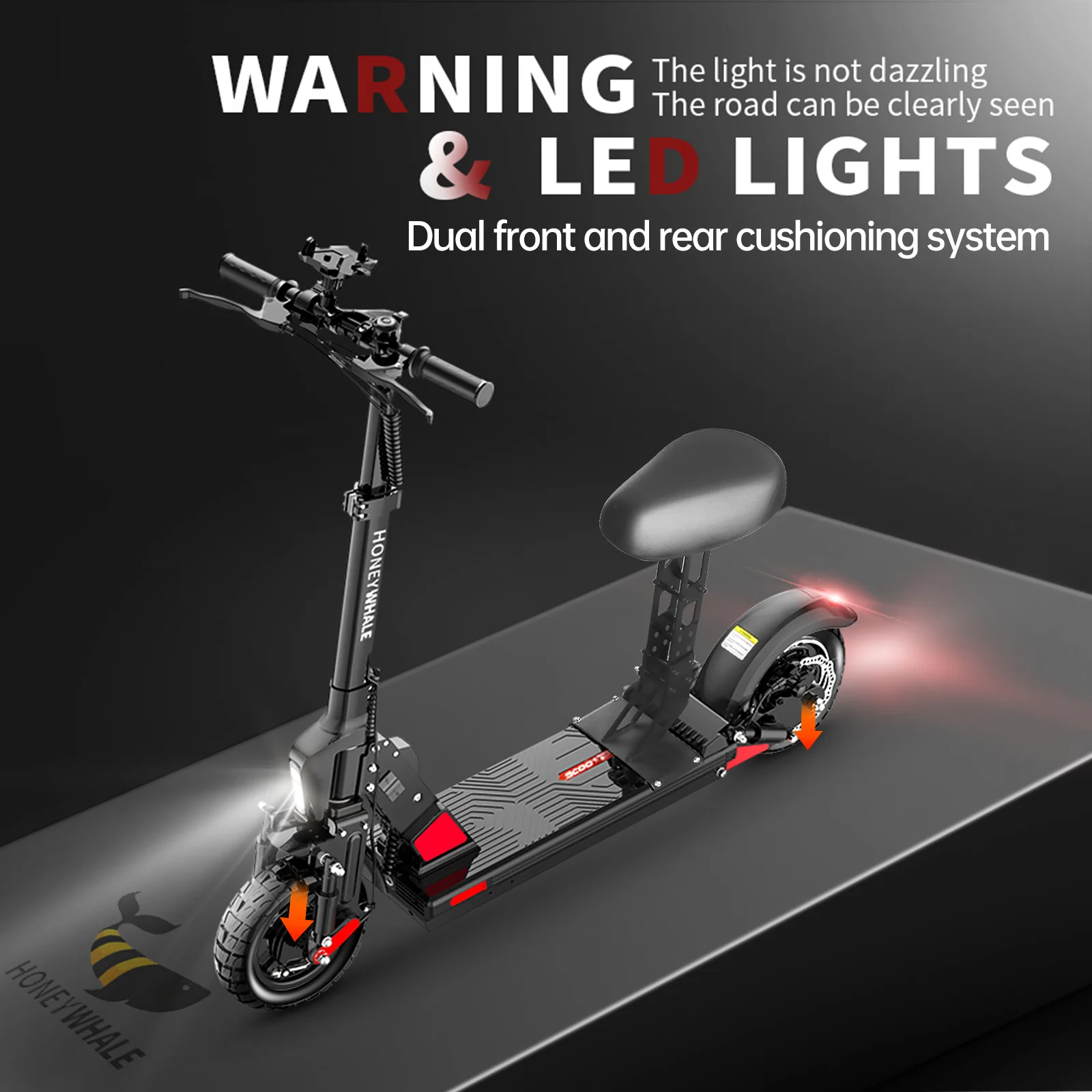 HONEYWHALE C1 Adult Electric Scooter with Seat, 500W Brushless Motor, to Mexico