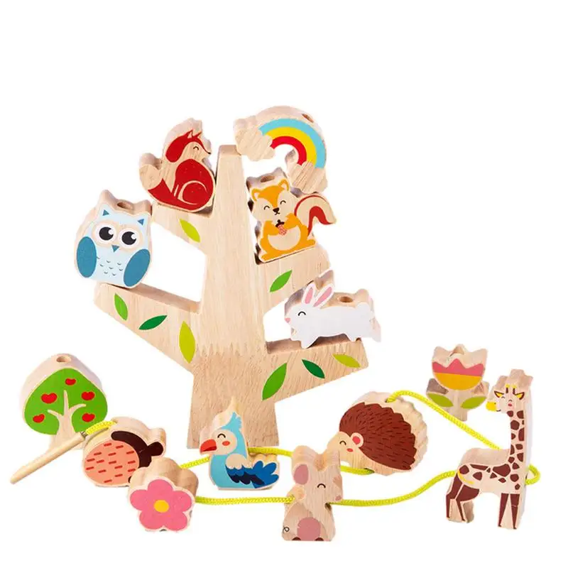 

Wooden Toys Stacking Game Early Education Forest Balance String Children Montessori Balance Blocks Games Educational Stacking