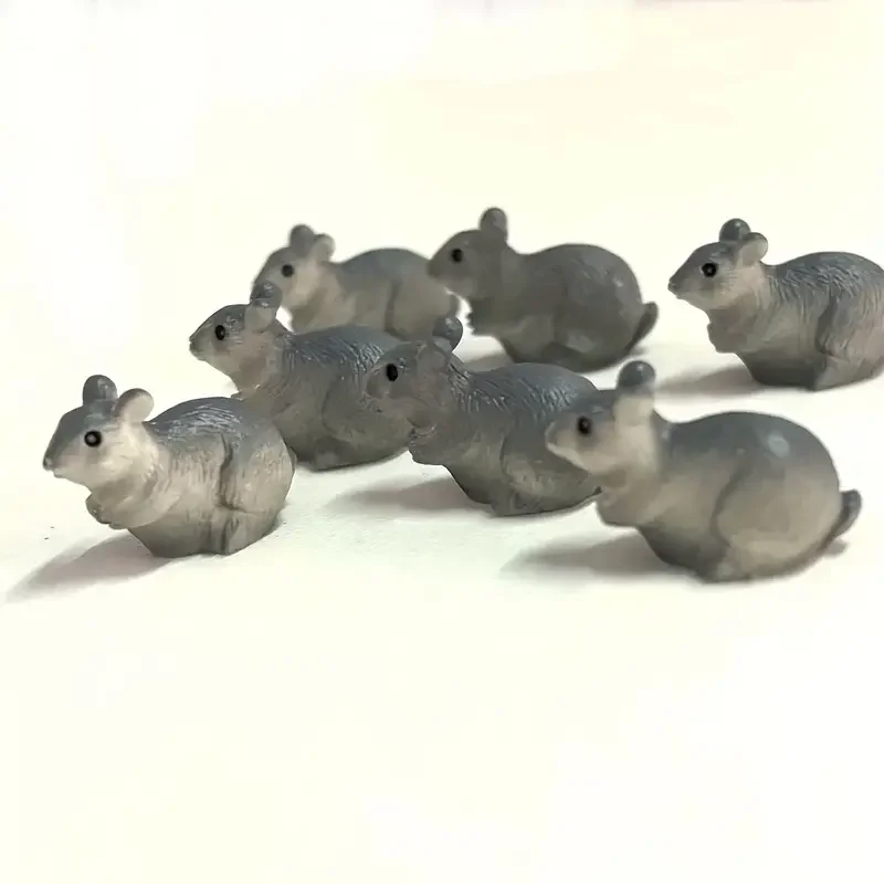 5/10 Pcs 미니 미니어처 회색 마우스 수지 인형, 요정 정원 액세서리, 마이크로 풍경 DIY 공예 홈 인테리어