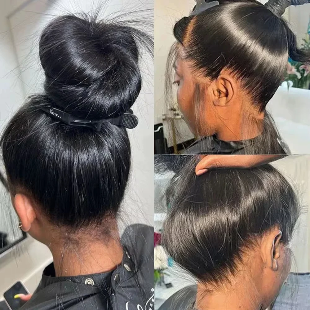 360 Straight Full Lace Front Wig with Invisible Drawstring Transparent Full Lace with Pre-Plucked Baby Hair 250% Density 30 Inch