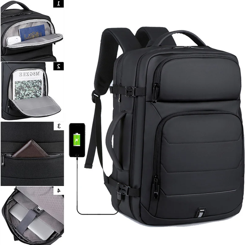

Expandable Bag Shoulder Men 17 Backpacks Inch Laptop Waterproof USB Schoolbag Sports Travel School Pack For Male High-Capacity
