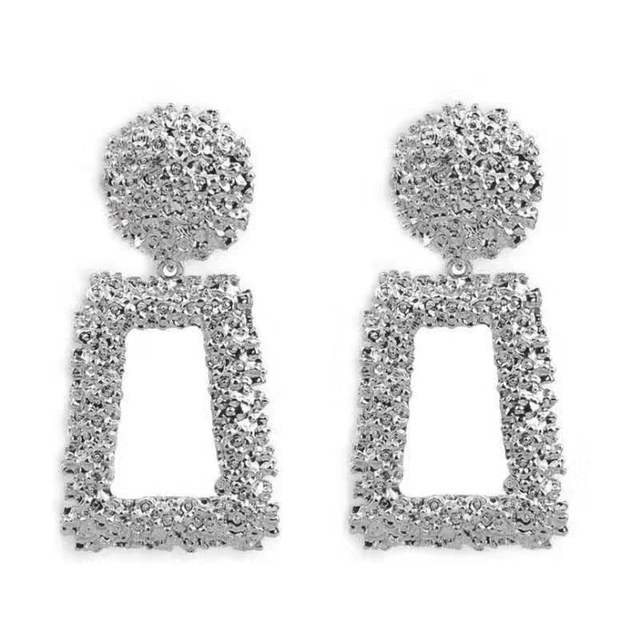 Earrings for Women Gold Color ZA Geometric Statement Earring Big Metal Drop Earing Hanging Fashion Party Jewelry