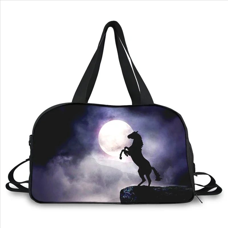 Horse 3D printing fashion trend portable large capacity multi function messenger bag travel bag