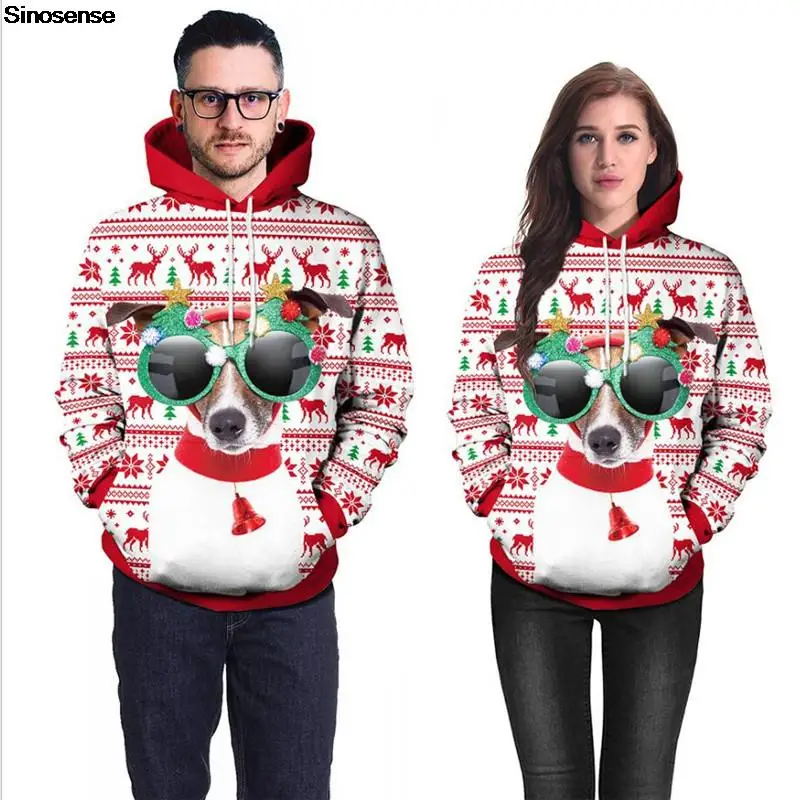 

Men Women Novelty Ugly Christmas Sweatter 3D Reindeer Snowflakes Printed Autumn Winter Holiday Party Xmas Hoodies Sweatshirts