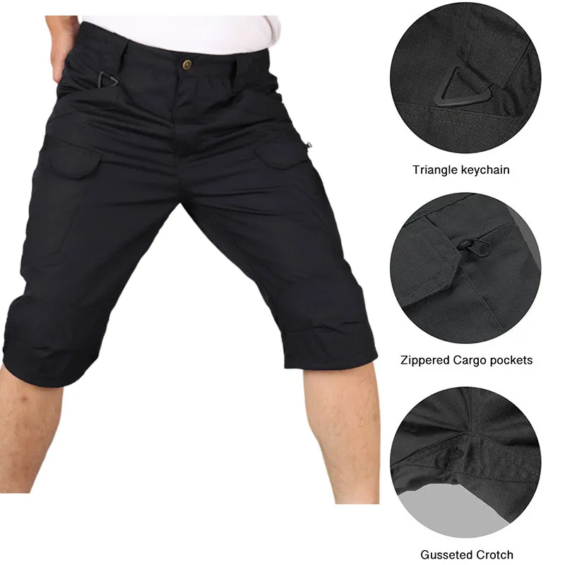 Male Tactical Short Military Waterproof Workwear Pants Shorts Outdoor Cycling Sports Shorts Summer Quick-Drying Leisure Shorts