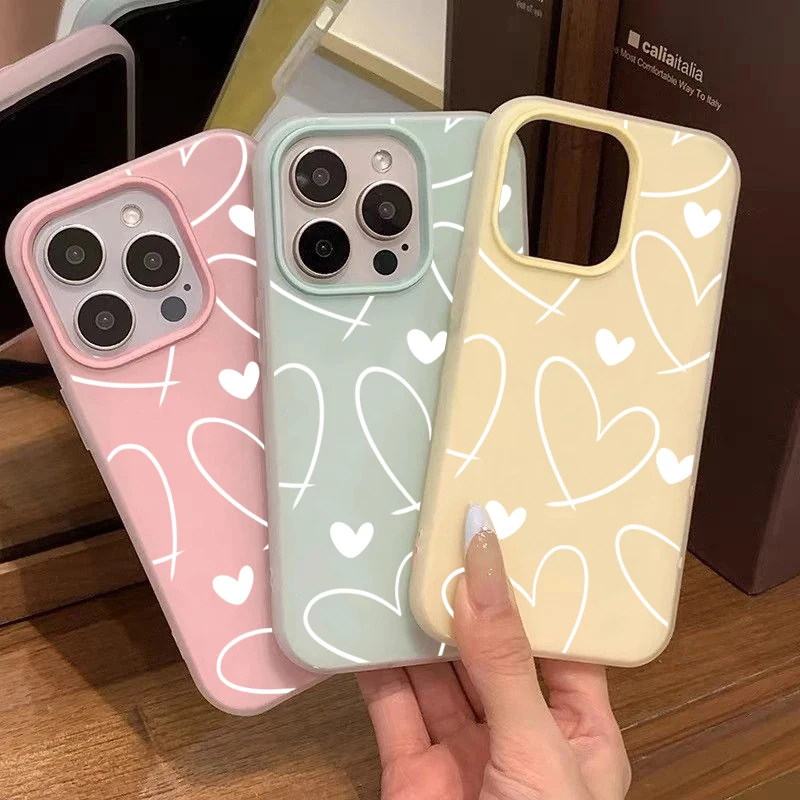 Elegant White Love Heart Phone Case with 2-in-1 Matte Finish