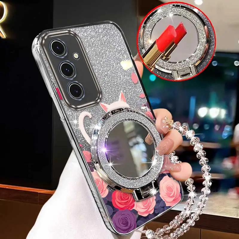 Elegant Pink Rose Phone Case Set with Lanyard and Stand (3-Piece Collection)