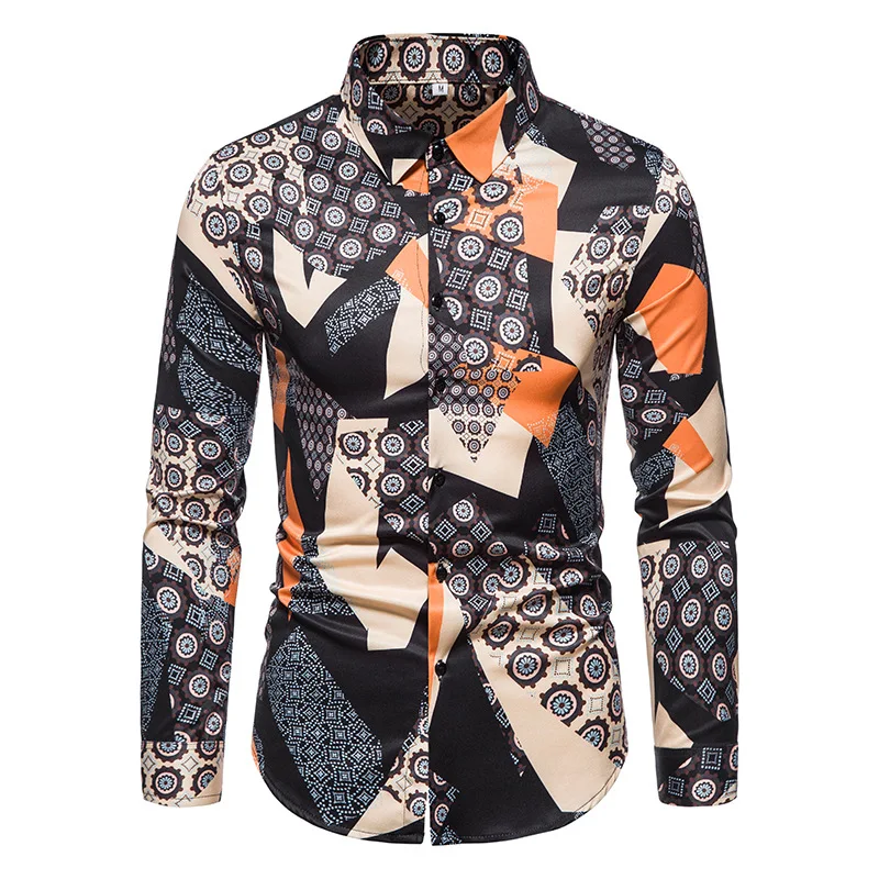 Mens Dress Shirt 6XL Business Casual Plaid Shirt Mens Wedding Dress Slim Social Party Clothes Boutique Fashion Print Men Long Sleeves Shirt