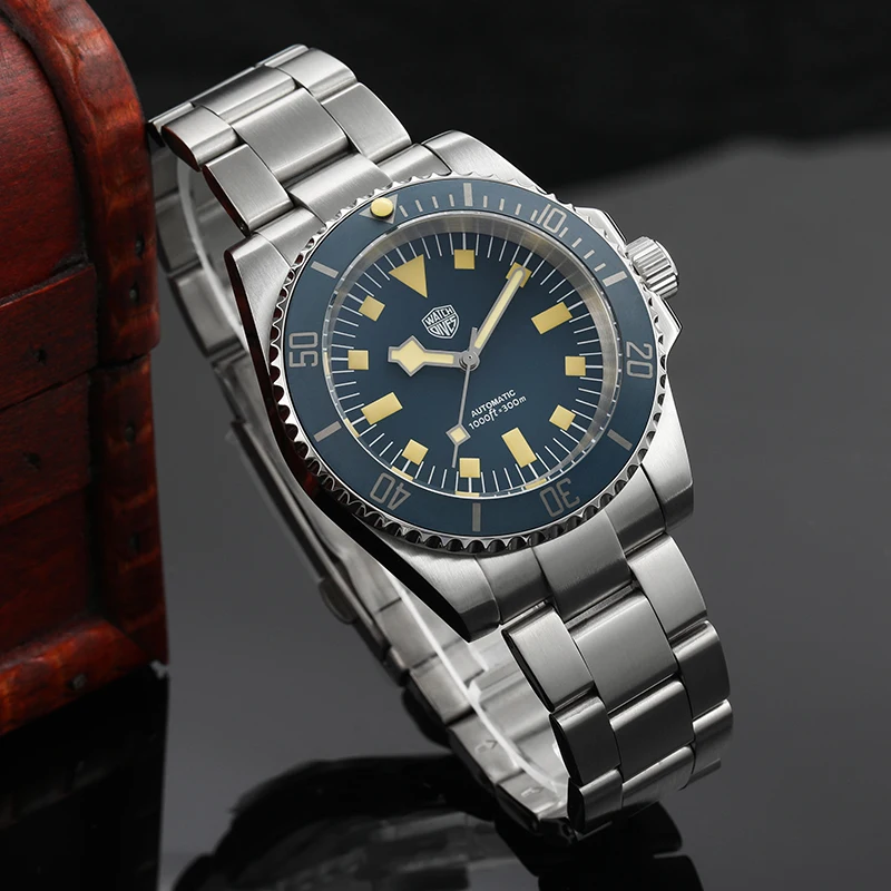 Watchdives WD1969 Men's Dive Watch NH35 Automatic Mechanical Domed Sapphire Crystal 30Bar C3 Super Luminous Fashion Wristwatch mechanical watch,diver watch