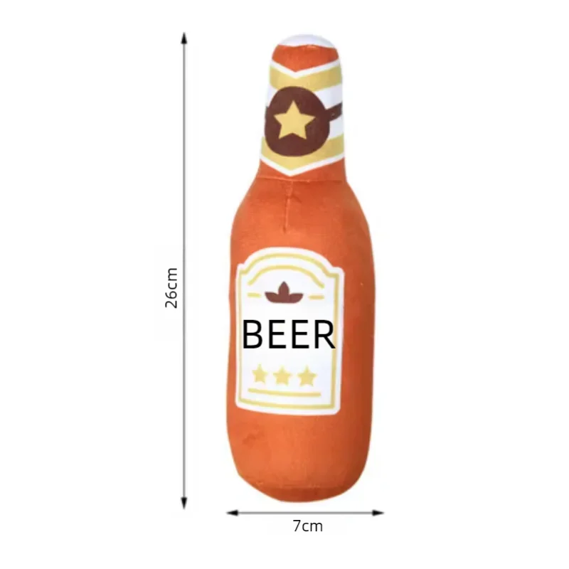 Beer Bottle Shaped Plush Dog Chew Toy Squeaky Interactive Bite-Resistant Pet Playing Supplies For Small To Large Dogs Teeth Clea_voghion.com